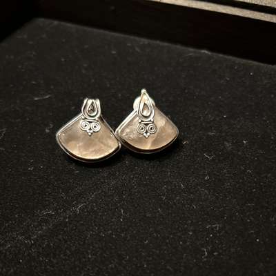 Rose Quartz Sterling Silver Earrings India - View 1