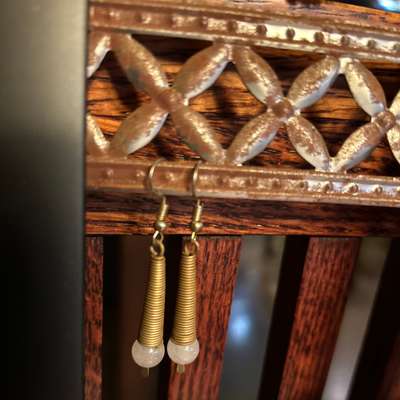 Handmade Brass Earrings with Stones from Thailand
